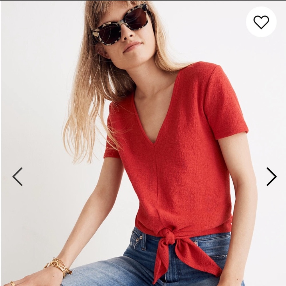 Madewell V-Neck Tie Front Top